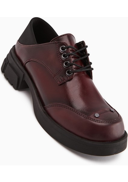 Lilas Bordo Bağcıklı Loafer Kadın Ayakkabı