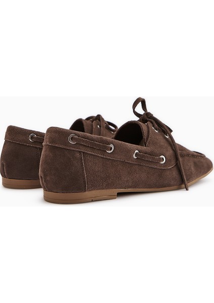 Arian Hakiki Deri Vizon Süet Bağcıklı Makosen Günlük Loafer Kadın Ayakkabı indirimleri