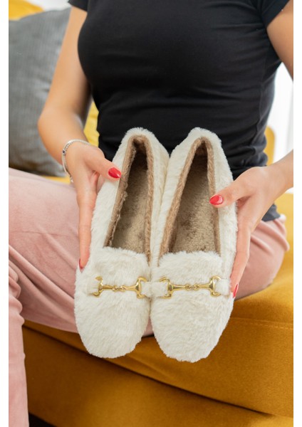 Yumuşak Peluş Kadın Ev Babeti Ses Yapmaz Hafif Taban Panduf Ev Pandufu