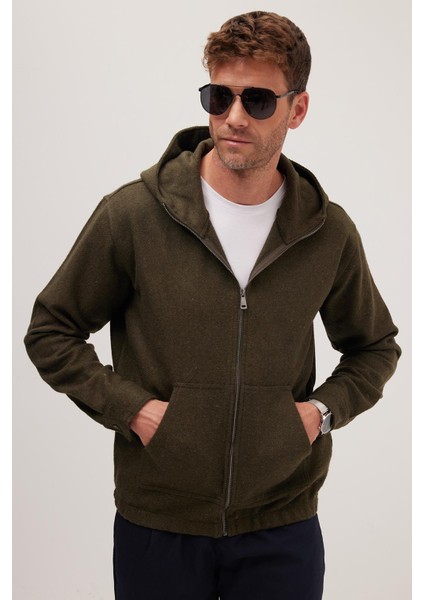 Erkek Relax Fit Rahat Kesim Fermuarlı Çift Cep Kapüşonlu Haki Ceket Gömlek fiyatları