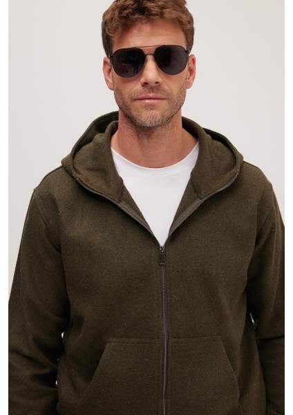 Erkek Relax Fit Rahat Kesim Fermuarlı Çift Cep Kapüşonlu Haki Ceket Gömlek indirimleri
