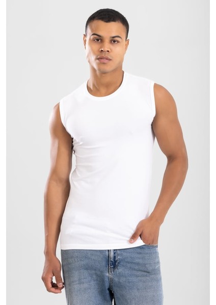 Erkek Bisiklet Yaka Kolsuz Pamuklu Body Fanila Tişört Beyaz fırsatları