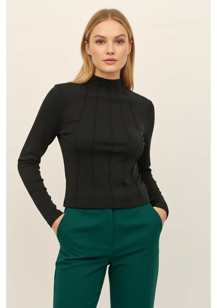 8225A Uzun Kol Çimalı Badi Siyah