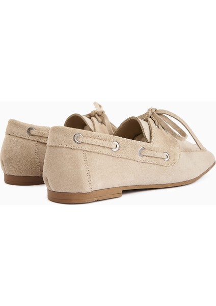 Arian Hakiki Deri Bej Süet Bağcıklı Makosen Günlük Loafer Kadın Ayakkabı indirimleri