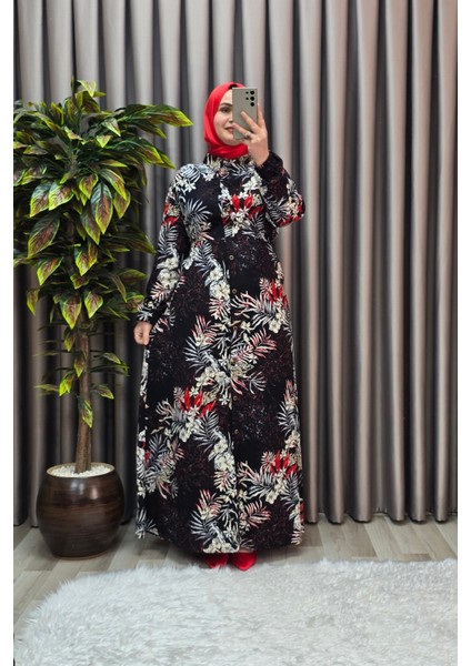 Kadın Tesettür Büyük Beden Giyim Palmiye Gömlek Elbise
