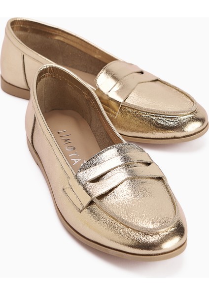 Solina Hakiki Deri Altın Makosen Ayakkabı Rahat Günlük Loafer modelleri
