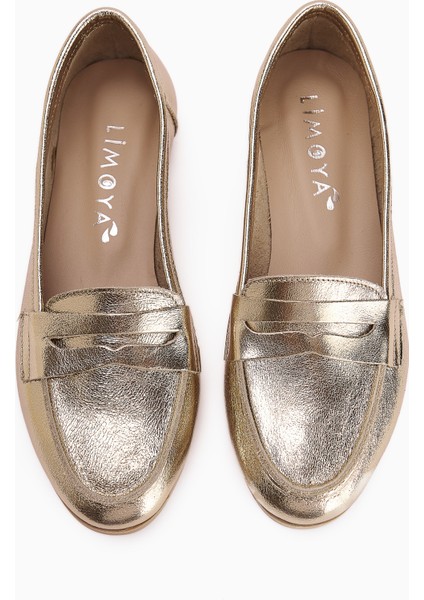 Solina Hakiki Deri Altın Makosen Ayakkabı Rahat Günlük Loafer fırsatları