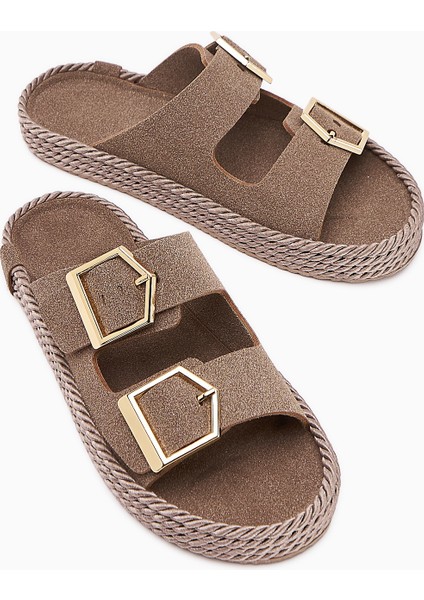 Horia Vizon Çift Bantlı Örgü Tabanlı Kadın Terlik