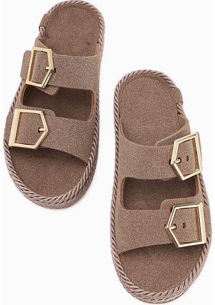 Horia Vizon Çift Bantlı Örgü Tabanlı Kadın Terlik fırsatları