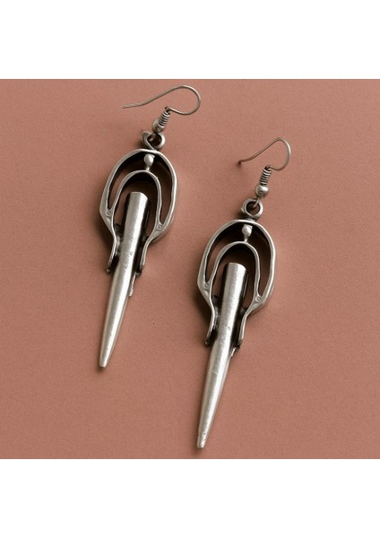 Etnik Mızrak Şekilli Kadın Küpe Çift Adet Gümüş Kaplama El Yapımı Küpe modelleri