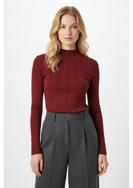 8225A Uzun Kol Çimalı Badi Bordo