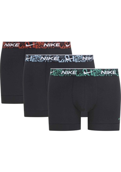 Dri Fit Ultra Stretch 3 Pack Micro 3 Lü Paket Kısa Boxer Siyah 3 Renk Bantlı