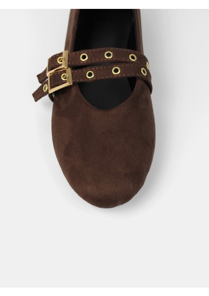 Süet Kahve Zımbalı Kadın Günlük Babet modelleri