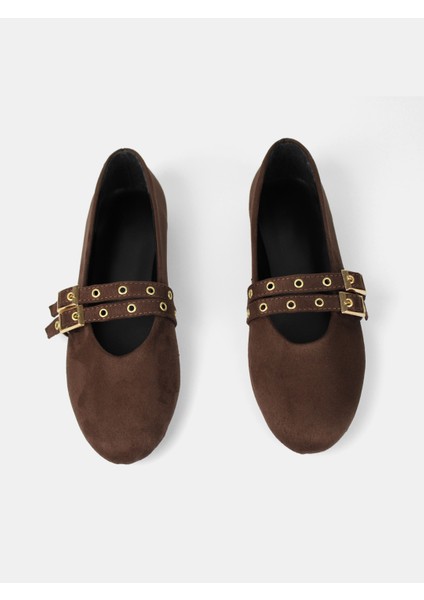 Süet Kahve Zımbalı Kadın Günlük Babet fırsatları