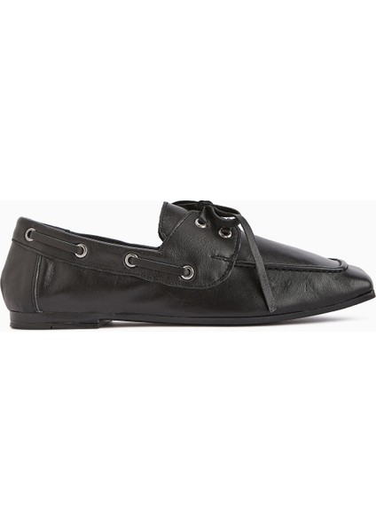 Arian Hakiki Deri Siyah Bağcıklı Makosen Günlük Loafer Kadın Ayakkabı fiyatları