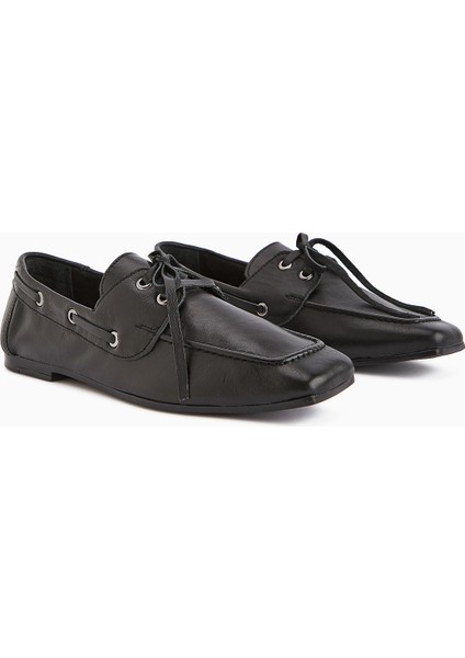 Arian Hakiki Deri Siyah Bağcıklı Makosen Günlük Loafer Kadın Ayakkabı modelleri