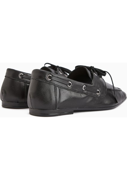 Arian Hakiki Deri Siyah Bağcıklı Makosen Günlük Loafer Kadın Ayakkabı indirimleri