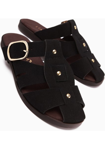 Hima Siyah Comfort Tokalı Kadın Terlik modelleri