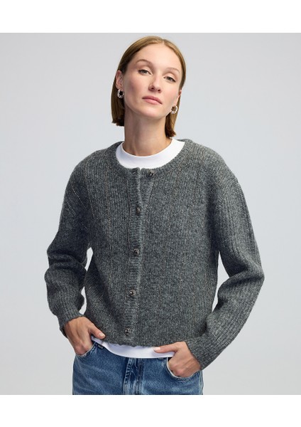 Taş düğmeli triko hırka IW6240050308126