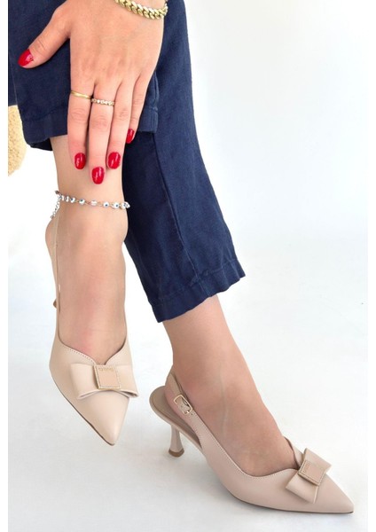 Leyya Bej Cilt Topuklu Ayakkabı fiyatları