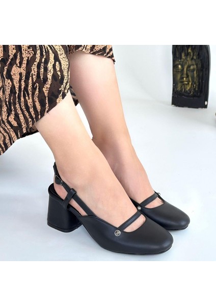 Jecci Siyah Cilt Topuklu Ayakkabı fırsatları