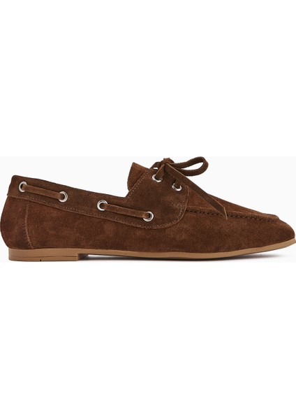 Arian Hakiki Deri Kahve Süet Bağcıklı Makosen Günlük Loafer Kadın Ayakkabı fiyatları