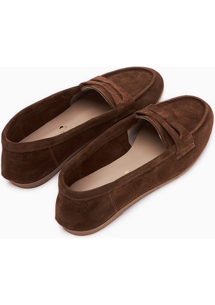 Solina Hakiki Deri Kahve Süet Makosen Ayakkabı Rahat Günlük Loafer fırsatları