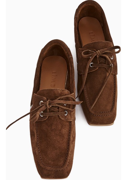 Arian Hakiki Deri Kahve Süet Bağcıklı Makosen Günlük Loafer Kadın Ayakkabı indirimleri