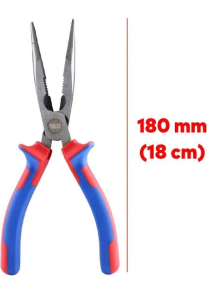 Kargaburun Kombine Pense Yan Keski Plastik Saplı 180 mm Kargaburnu Uzun Metal