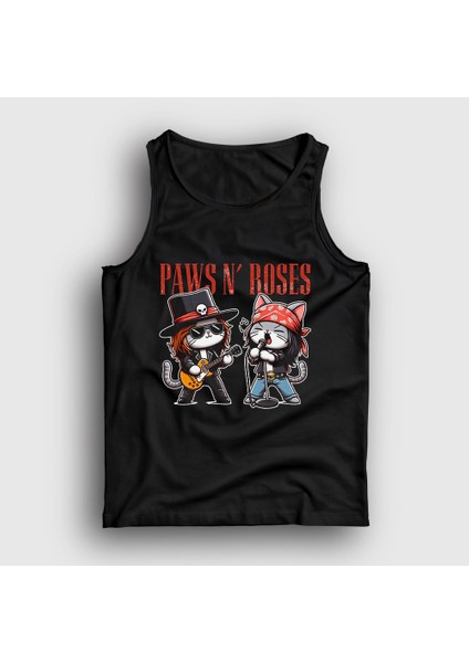 Unisex Siyah Paws N' Roses Guns N' Roses Kedi Kedili Atlet