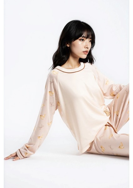 Kadın Mocha Study Cafe Looks Bis Yaka Pijama Takım fiyatları