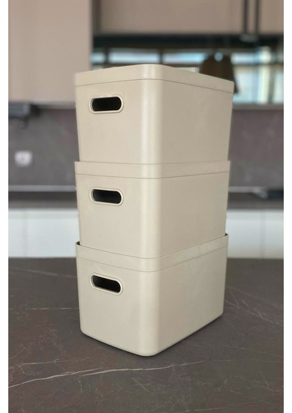 Linea 6 Parça Dolap Içi Mutfak Çocuk Odası Raf Düzenleyici Saklama Kutusu - Bej