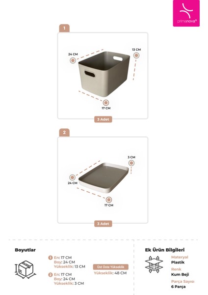 Linea 6 Parça Dolap Içi Mutfak Çocuk Odası Raf Düzenleyici Saklama Kutusu - Bej modelleri