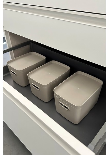 Linea 6 Parça Dolap Içi Mutfak Çocuk Odası Raf Düzenleyici Saklama Kutusu - Bej