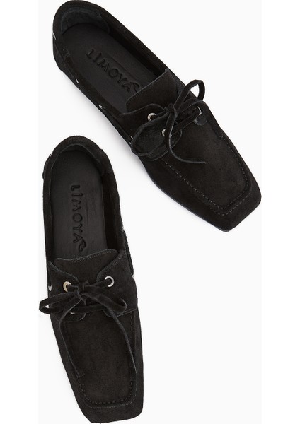 Arian Hakiki Deri Siyah Süet Bağcıklı Makosen Günlük Loafer Kadın Ayakkabı fırsatları