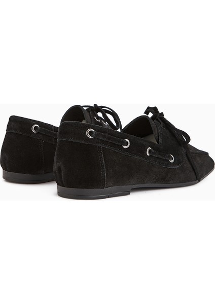Arian Hakiki Deri Siyah Süet Bağcıklı Makosen Günlük Loafer Kadın Ayakkabı indirimleri