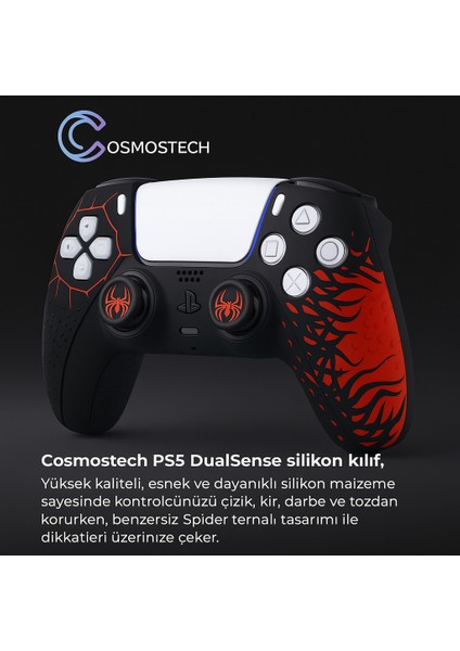 Ps5 Dualsense Joystick Koruyucu Silikon Kılıf + 2 Adet Analog Başlık – Yüksek Kaliteli, Esnek, Şık Spider Desenli Kaplama indirimleri