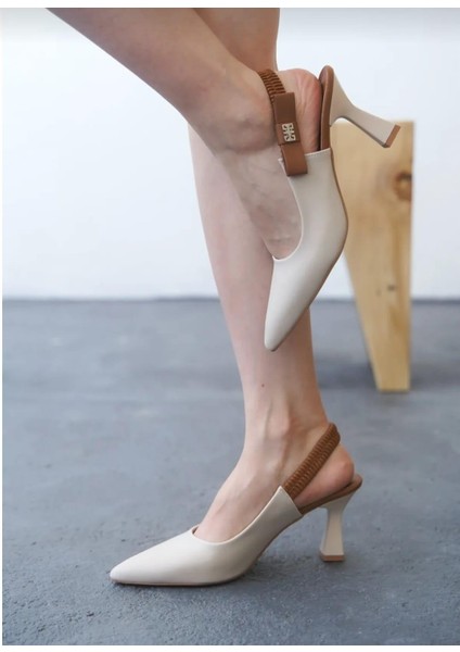 Toran Bej Cilt Topuklu Ayakkabı