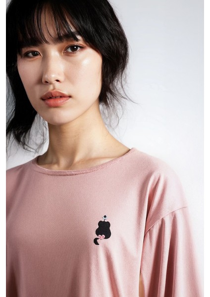 Kadın Pudra Raporlu Kaşkorse Doku Seoul Uzun Kol Üst Pantolon Pijama Takım fiyatları