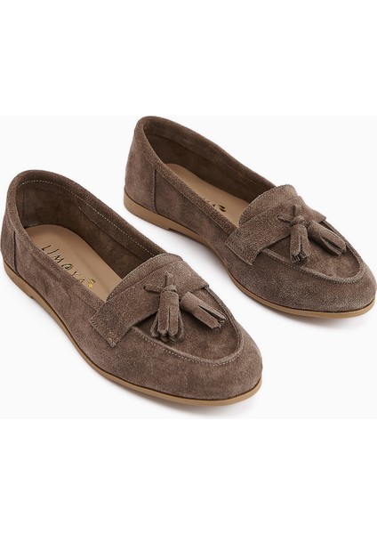 Doris Hakiki Deri Vizon Süet Püsküllü Kadın Loafer
