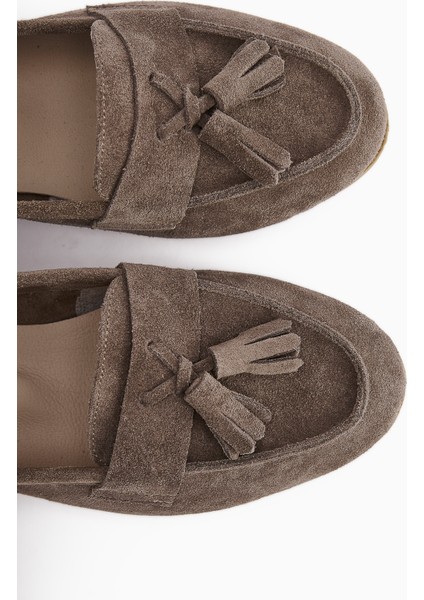 Doris Hakiki Deri Vizon Süet Püsküllü Kadın Loafer modelleri