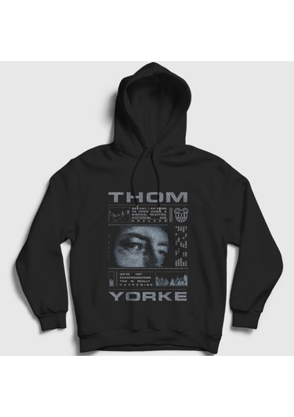 Unisex Siyah Useless Thom Yorke Radiohead Kapüşonlu Sweatshirt