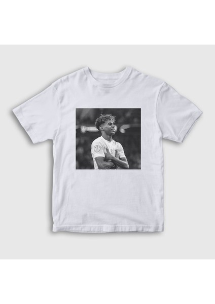 Unisex Çocuk Beyaz Poster Lamine Yamal T-Shirt