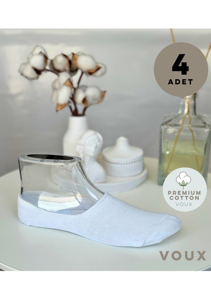 Erkek Beyaz Babet Çorap 4 'lü