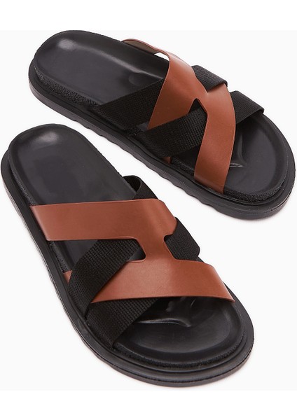 Rumi Taba Çapraz Bantlı Kadın Terlik