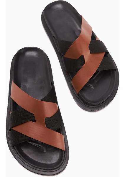 Rumi Taba Çapraz Bantlı Kadın Terlik fırsatları