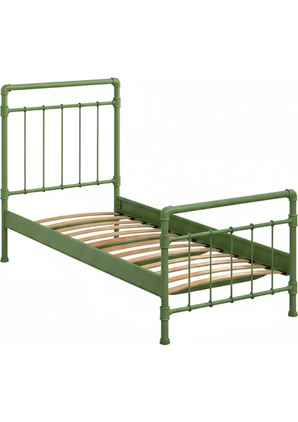 Odin Tek Kişilik Metal Karyola-Yeşil (Ahşap Latalı) indirimleri