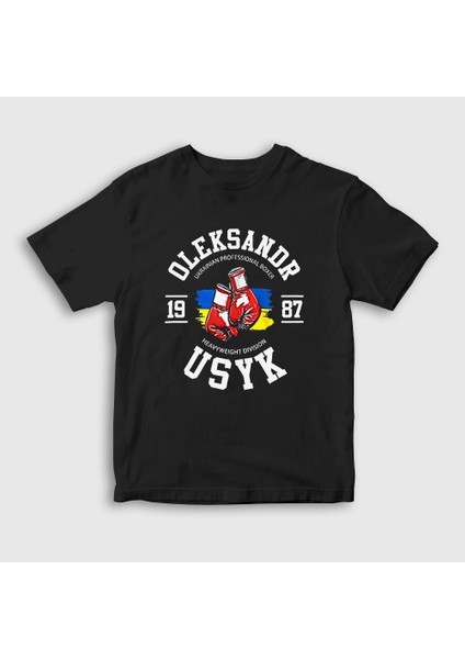 Unisex Çocuk Siyah Team Boks Boxing Oleksandr Usyk T-Shirt