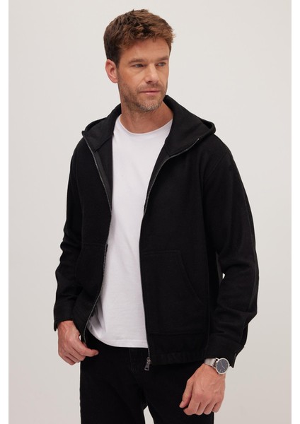 Erkek Relax Fit Rahat Kesim Fermuarlı Çift Cep Kapüşonlu Siyah ceket Gömlek fiyatları