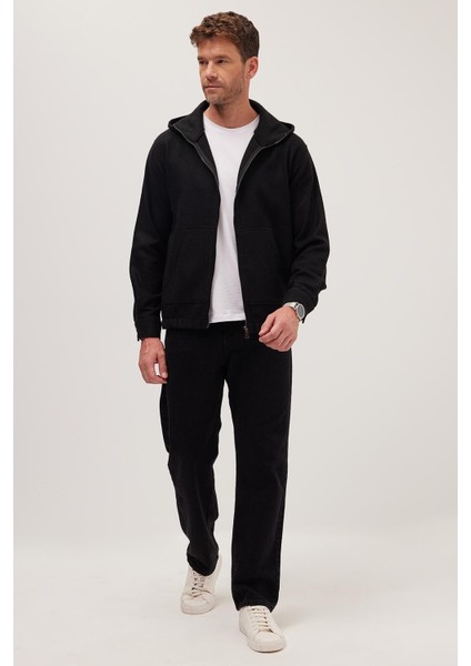 Erkek Relax Fit Rahat Kesim Fermuarlı Çift Cep Kapüşonlu Siyah ceket Gömlek fırsatları